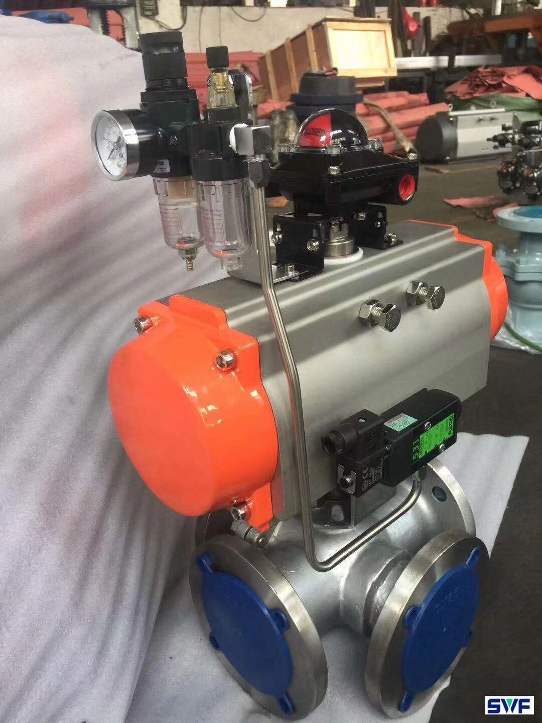 q644/45(f/h)-气动不锈钢四通球阀